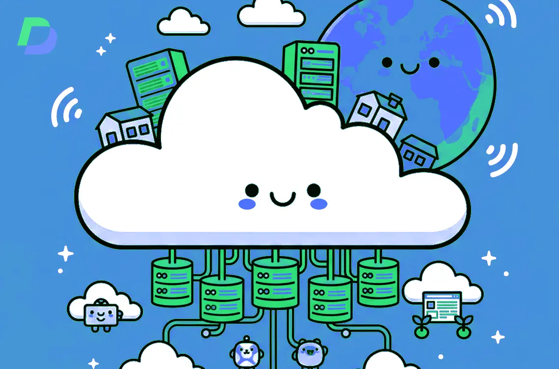 cartoon image of cloud hosting for small to medium businesses across the UK